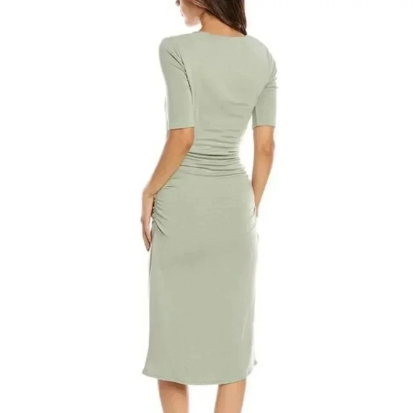 Rebecca Taylor Green Ruched TShirt Dress with lining - Picture 3 of 13